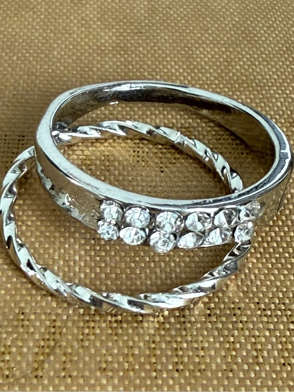 Classic Silver Crystal Stackable Ring Set